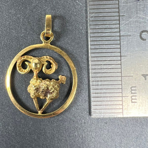 French 18K Yellow Gold Ares Sheep Ram Zodiac Charm Pendant