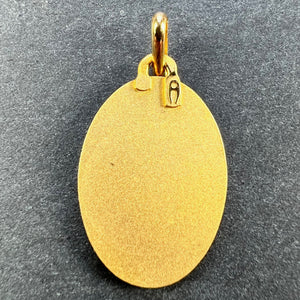 French Augis Virgin Mary 18K Yellow Gold Religious Medal Pendant