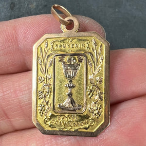 French First Communion 18K Yellow Rose Gold Medal Charm Pendant