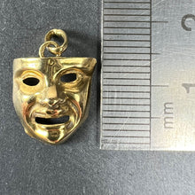Load image into Gallery viewer, Vintage French Comedy Tragedy Theatre Drama Mask 18K Yellow Gold Charm Pendant
