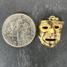 Load image into Gallery viewer, Vintage French Comedy Tragedy Theatre Drama Mask 18K Yellow Gold Charm Pendant
