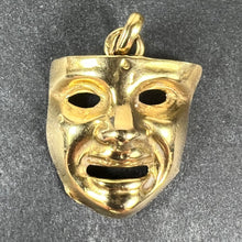 Load image into Gallery viewer, Vintage French Comedy Tragedy Theatre Drama Mask 18K Yellow Gold Charm Pendant
