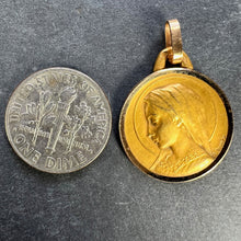 Load image into Gallery viewer, French Dropsy Virgin Mary 18K Yellow Gold Religious Medal Pendant
