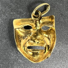 Load image into Gallery viewer, Vintage French Comedy Tragedy Theatre Drama Mask 18K Yellow Gold Charm Pendant
