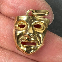 Load image into Gallery viewer, Vintage French Comedy Tragedy Theatre Drama Mask 18K Yellow Gold Charm Pendant
