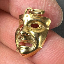 Load image into Gallery viewer, Vintage French Comedy Tragedy Theatre Drama Mask 18K Yellow Gold Charm Pendant
