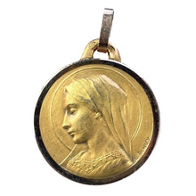 Load image into Gallery viewer, French Dropsy Virgin Mary 18K Yellow Gold Religious Medal Pendant
