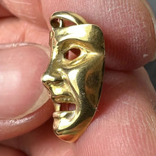Load image into Gallery viewer, Vintage French Comedy Tragedy Theatre Drama Mask 18K Yellow Gold Charm Pendant
