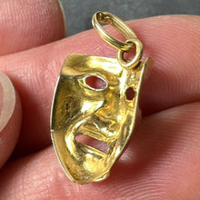 Load image into Gallery viewer, Vintage French Comedy Tragedy Theatre Drama Mask 18K Yellow Gold Charm Pendant
