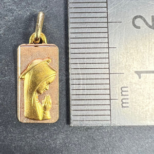 French Augis Virgin Mary 18K Yellow Rose Gold Religious Medal Pendant