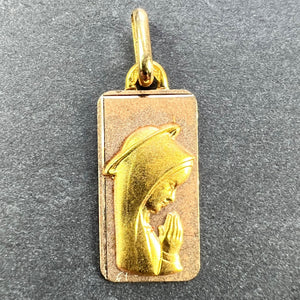 French Augis Virgin Mary 18K Yellow Rose Gold Religious Medal Pendant