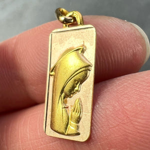 French Augis Virgin Mary 18K Yellow Rose Gold Religious Medal Pendant