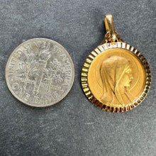 Load image into Gallery viewer, French A Rivet Virgin Mary 18K Yellow Gold Religious Medal Pendant
