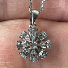 Load image into Gallery viewer, Diamond Flower 18K White Gold Charm Pendant Necklace
