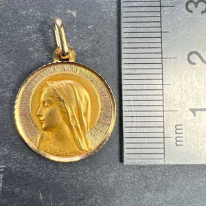 French Dropsy Perroud Virgin Mary 18K Yellow Gold Medal Pendant