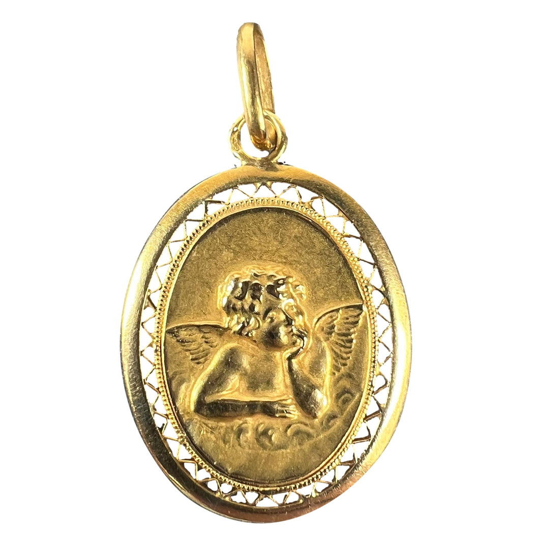 French Raphael’s Cherub 18K Yellow Gold Charm Pendant