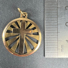Load image into Gallery viewer, Vintage French 18K Yellow Gold Cross Radiating Sunburst Medal Pendant
