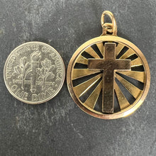 Load image into Gallery viewer, Vintage French 18K Yellow Gold Cross Radiating Sunburst Medal Pendant
