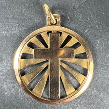 Load image into Gallery viewer, Vintage French 18K Yellow Gold Cross Radiating Sunburst Medal Pendant
