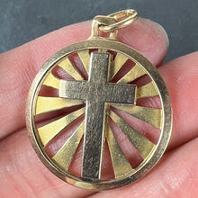 Load image into Gallery viewer, Vintage French 18K Yellow Gold Cross Radiating Sunburst Medal Pendant
