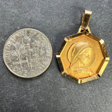 Load image into Gallery viewer, French Virgin Mary Octagonal 18K Yellow Gold Medal Charm Pendant
