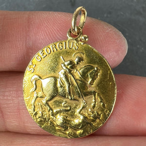 French Bouix St George Dragon Tempestate Securitas 18K Yellow Gold Medal Pendant