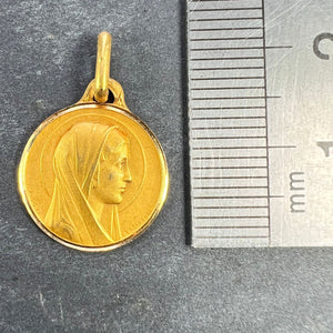 French Augis Lasserre Virgin Mary 18K Yellow Gold Medal Pendant