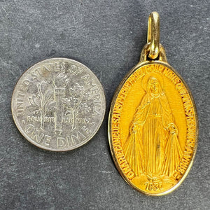 French Augis Virgin Mary Miraculous Medal 18K Yellow Gold Charm Pendant