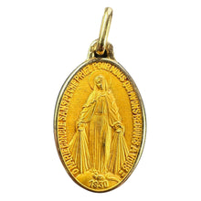 Load image into Gallery viewer, French Augis Virgin Mary Miraculous Medal 18K Yellow Gold Charm Pendant
