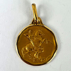 French Augis Saint George and the Dragon 18K Yellow Gold Charm Pendant