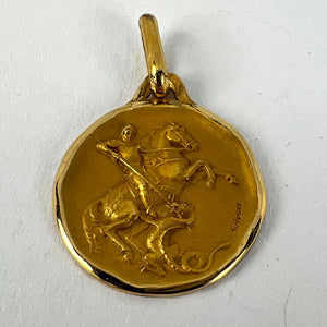 French Augis Saint George and the Dragon 18K Yellow Gold Charm Pendant