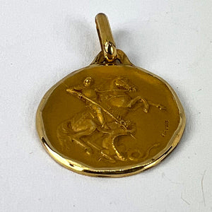 French Augis Saint George and the Dragon 18K Yellow Gold Charm Pendant