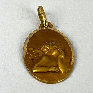 French Augis Raphael’s Cherub 18K Yellow Gold Charm Pendant