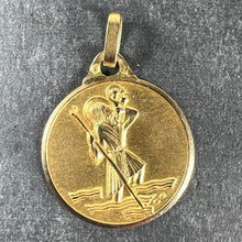 Load image into Gallery viewer, Vintage French Saint Christopher 18K Yellow Gold Charm Pendant Medal
