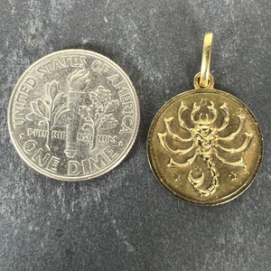 Italian Scorpio Starsign Zodiac 18K Yellow Gold Charm Medal Pendant
