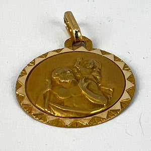 French Perroud Saint Christopher 18K Yellow Gold Medal Pendant