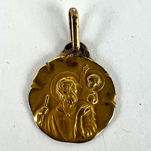 French Perroud Saint Christopher 18K Yellow Gold Medal Pendant