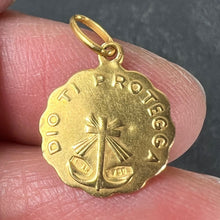 Load image into Gallery viewer, Italian UnoAErre Dio Ti Protegga God Protect You 18K Yellow Gold Charm Pendant
