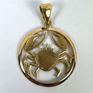 Large French 18K Yellow Gold Zodiac Cancer Crab Charm Pendant