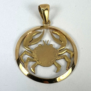 Large French 18K Yellow Gold Zodiac Cancer Crab Charm Pendant