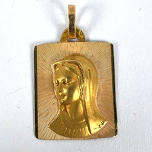 Load image into Gallery viewer, French Perroud Virgin Mary 18K Yellow Gold Rectangular Medal Pendant
