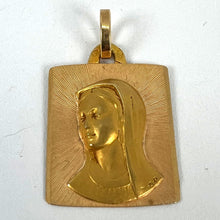 Load image into Gallery viewer, French Perroud Virgin Mary 18K Yellow Gold Rectangular Medal Pendant
