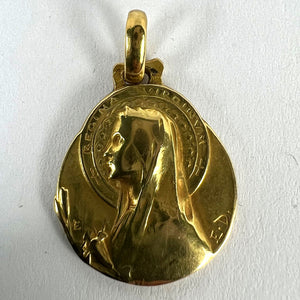 French Emile Dropsy Virgin Mary 18K Yellow Gold Medal Pendant