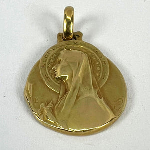 French Emile Dropsy Virgin Mary 18K Yellow Gold Medal Pendant