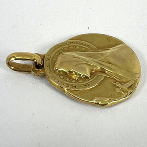 French Emile Dropsy Virgin Mary 18K Yellow Gold Medal Pendant