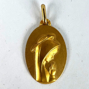 French Augis Virgin Mary 18K Yellow Gold Religious Medal Pendant