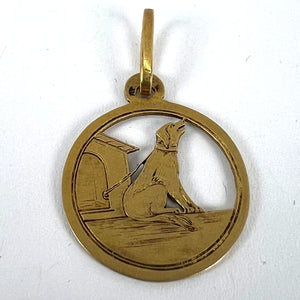 French 18K Yellow Gold Dog House Charm Pendant
