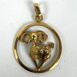 French 18K Yellow Gold Ares Sheep Ram Zodiac Charm Pendant