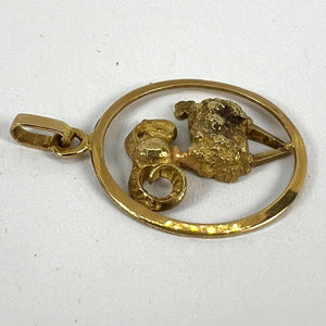 French 18K Yellow Gold Ares Sheep Ram Zodiac Charm Pendant