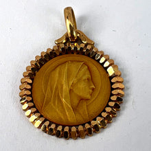 Load image into Gallery viewer, French Dropsy Perriat Virgin Mary 18K Yellow Gold Religious Medal Pendant
